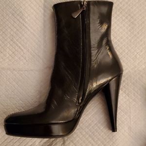 Black patent leather like booties PAOLO